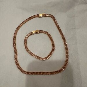Gold/Pink necklace and bracelet